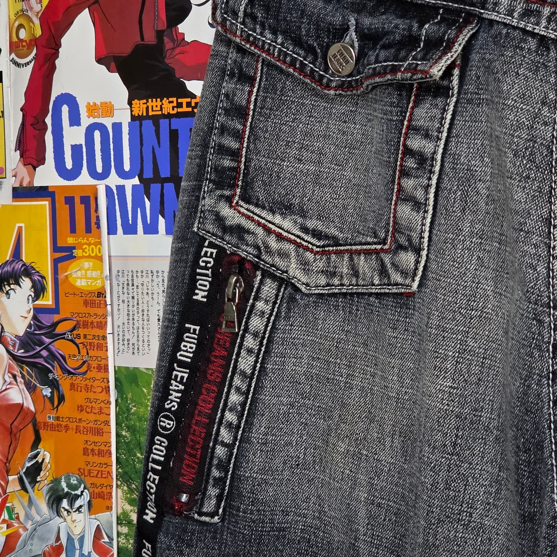 후부 올드스쿨 그레이 워싱 포켓 카고 데님 팬츠 상품이미지7