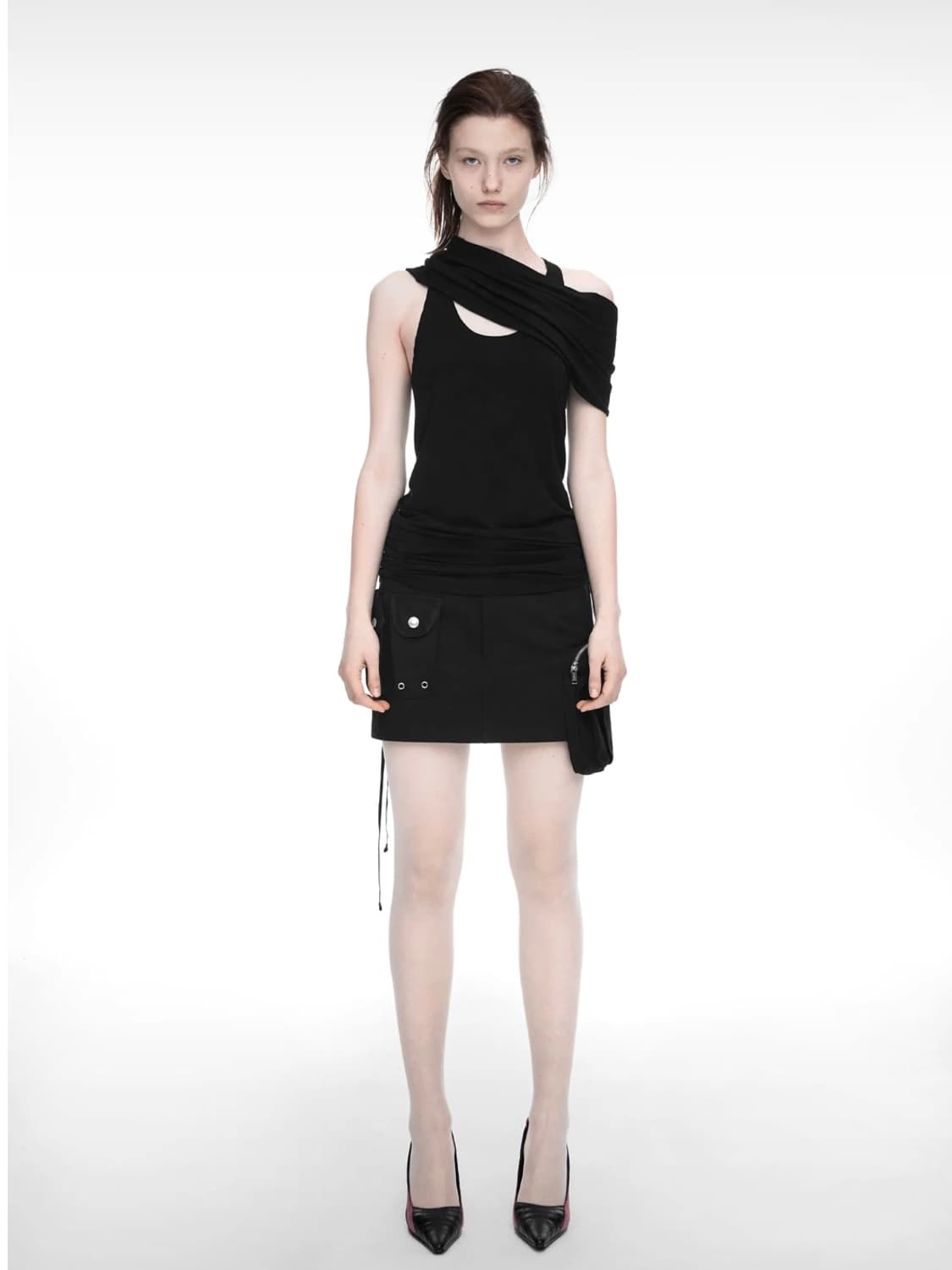 나체 shawl neck sleeveless black 상품이미지1