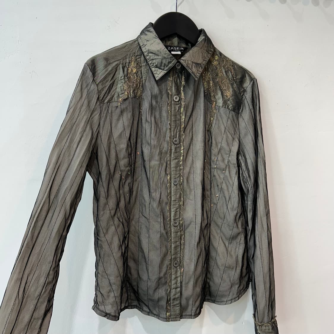 오리엔탈 카키 디테일 블라우스 상품이미지3