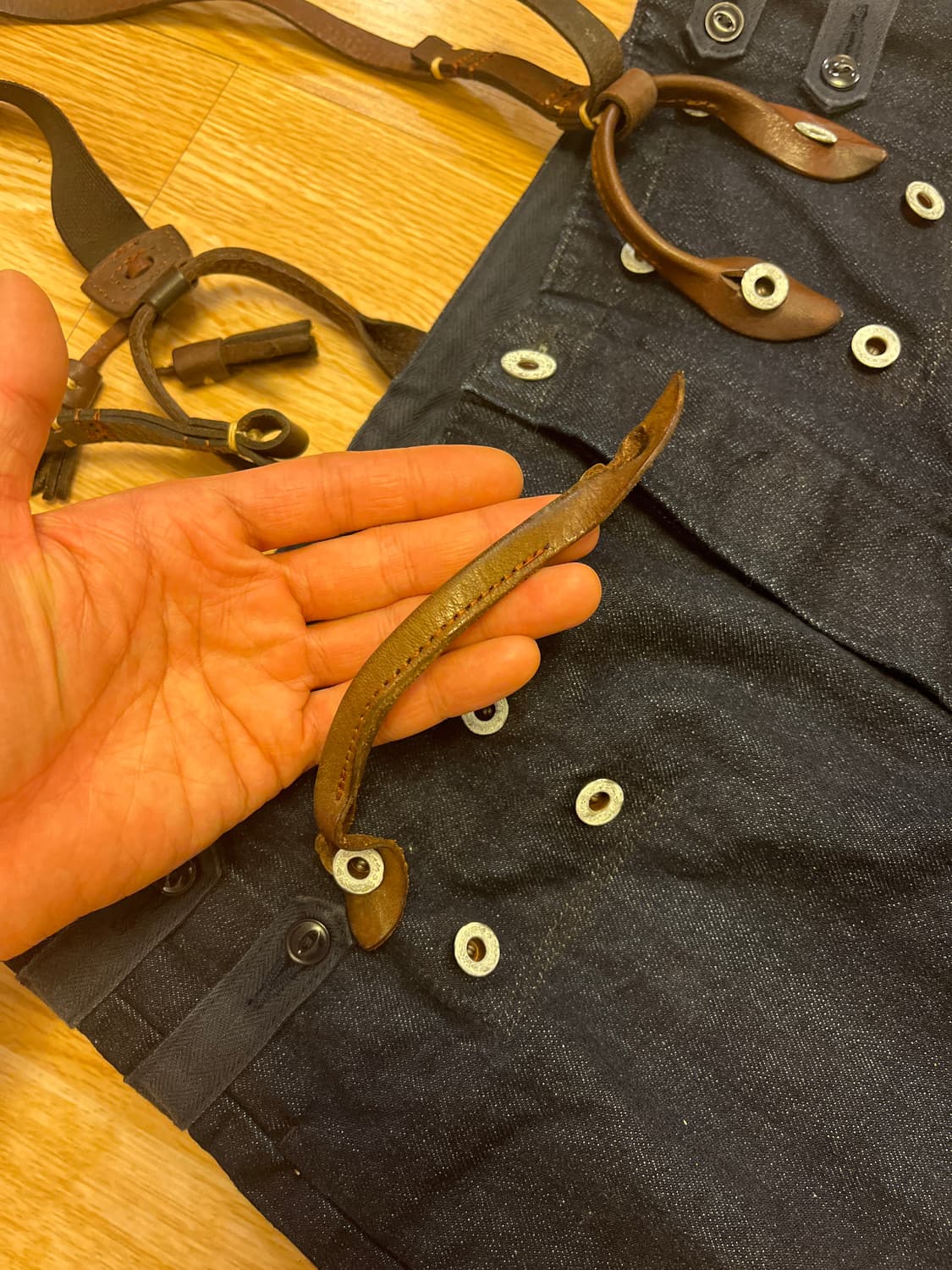 캐피탈 12 온즈 데님 7 스타 서스펜더 팬츠 인디고 상품이미지10