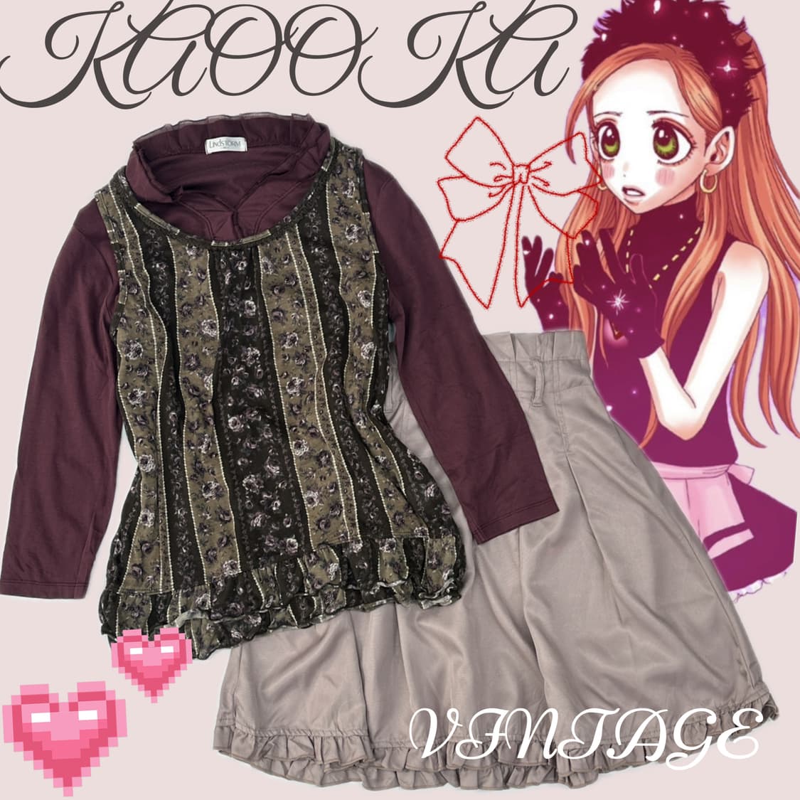 ♥️슈슈룬 쇼콜라 코디세트♥️ 레이어드 프릴 러블리 로맨틱 갸루 상품이미지1