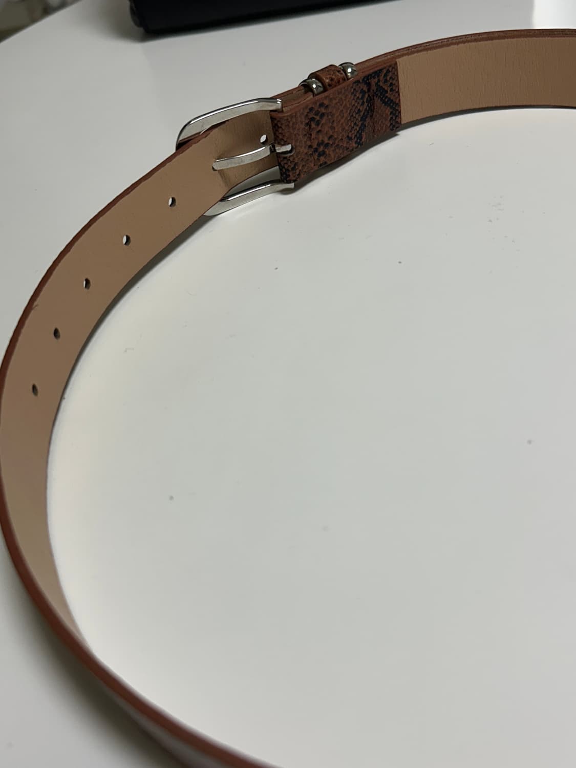 Oribell 뱀피 파이톤 가죽 미니멀 가죽 벨 상품이미지4