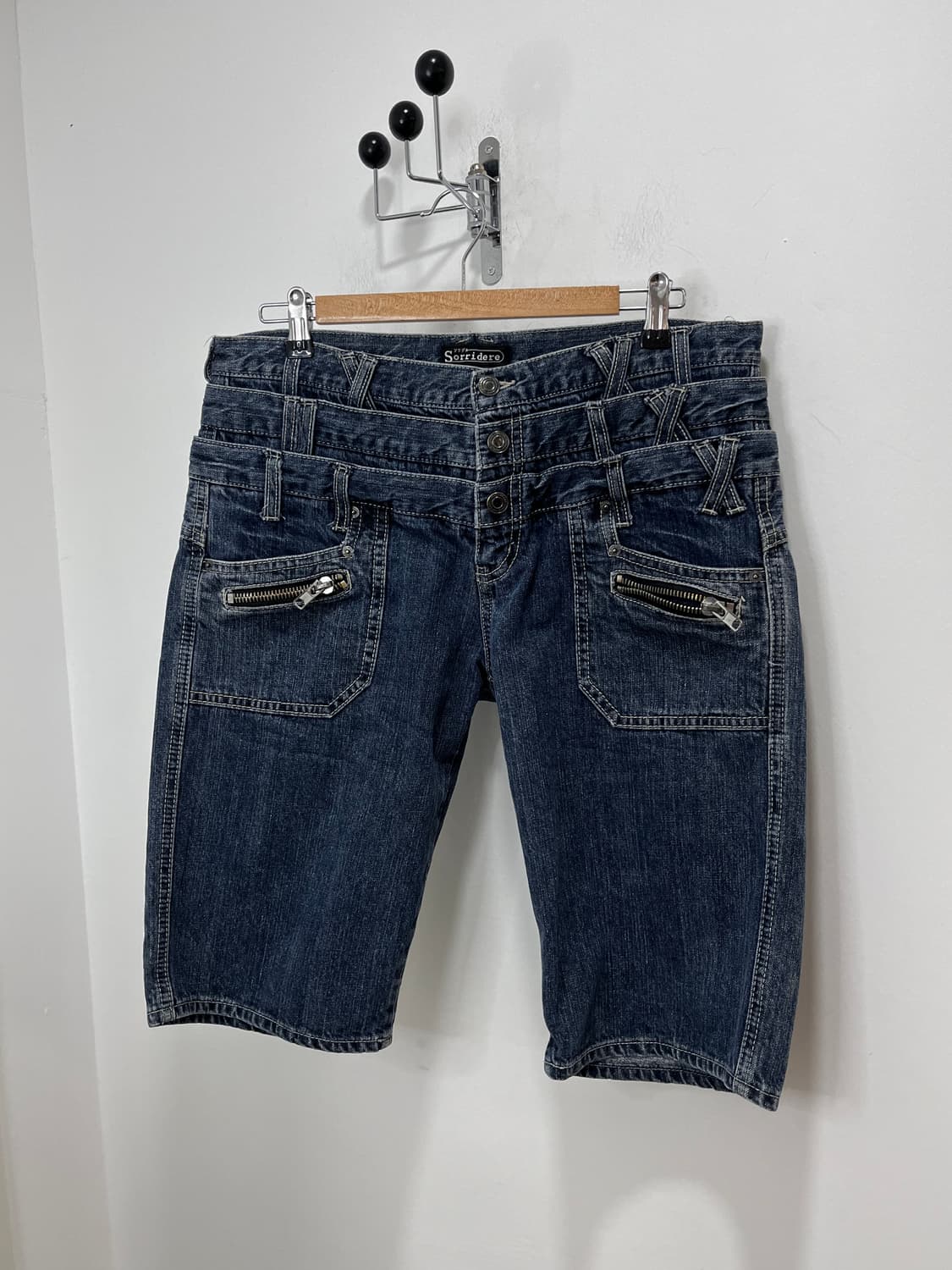 Sorridere 펑크 레이어드 데님 팬츠 반바지 상품이미지2