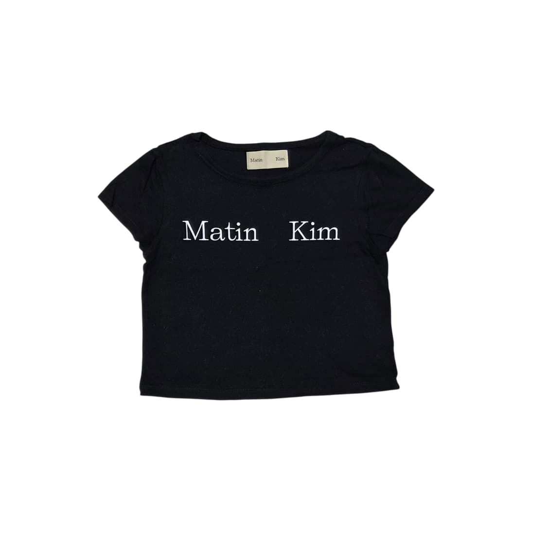 Martin Kim 마뗑킴 로고 크롭 반팔 티셔츠 블랙 상품이미지1