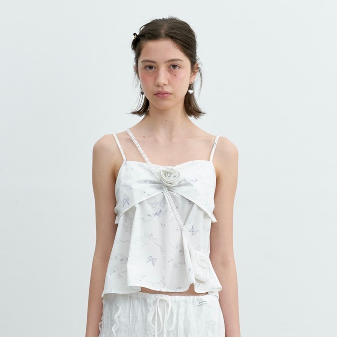 순수 드로잉 프린트 로즈 슬립 탑 (아이보리) 상품이미지1