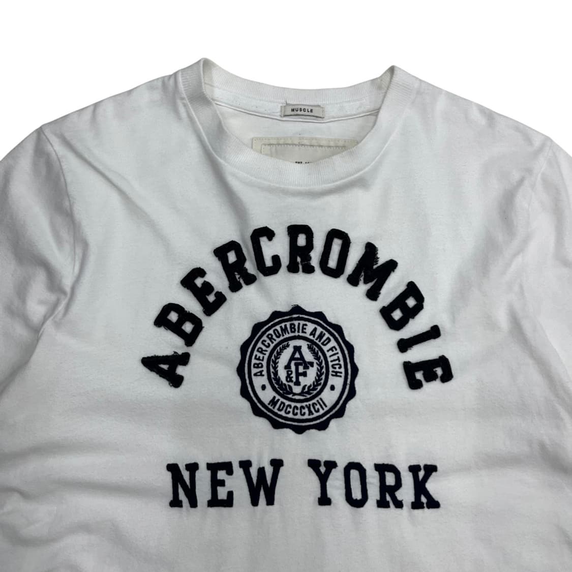 아베크롬비 네이비 패치 화이트 반팔 2XL 상품이미지4