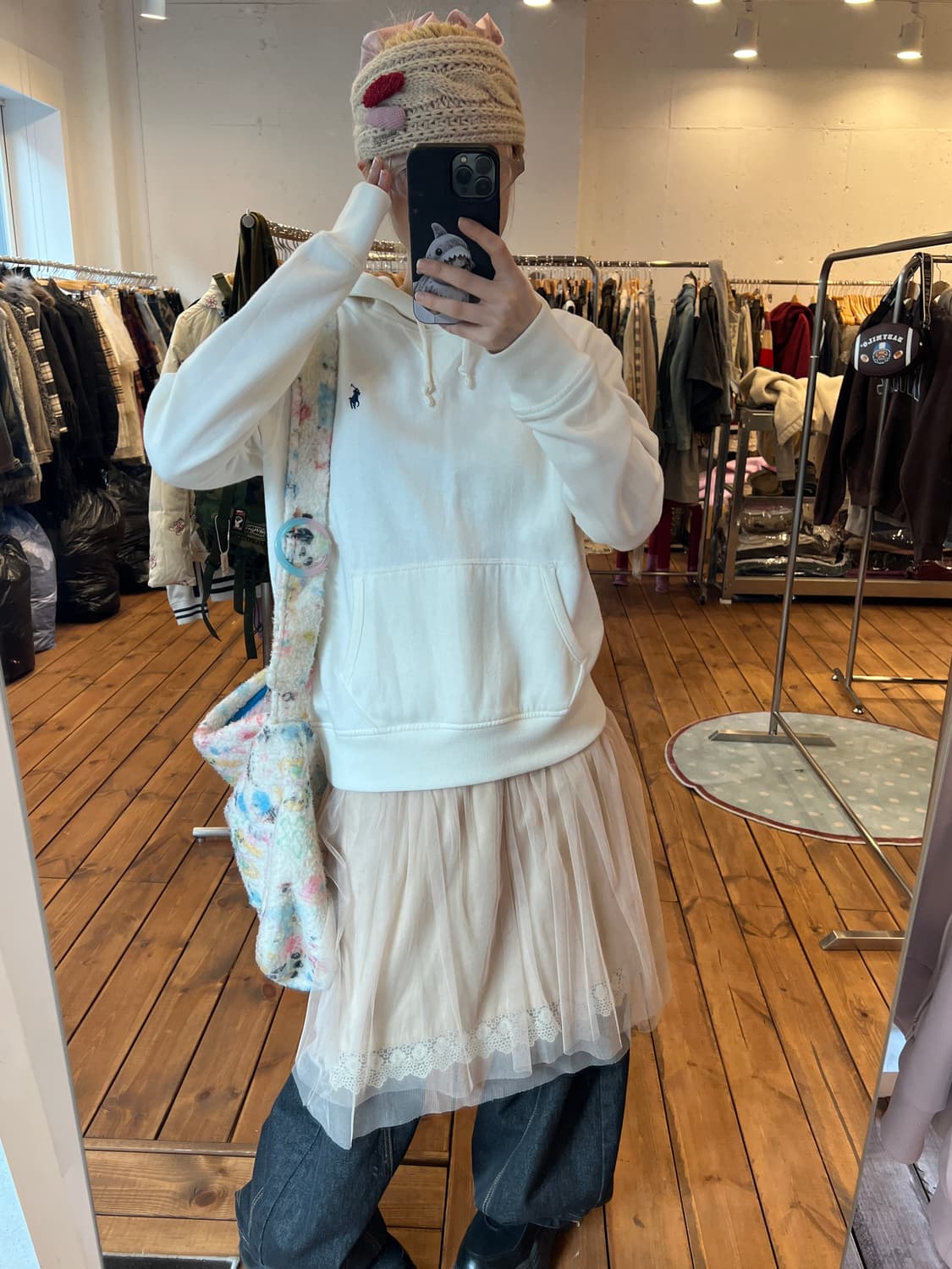 폴로 화이트 베이직 후드티 상품이미지5