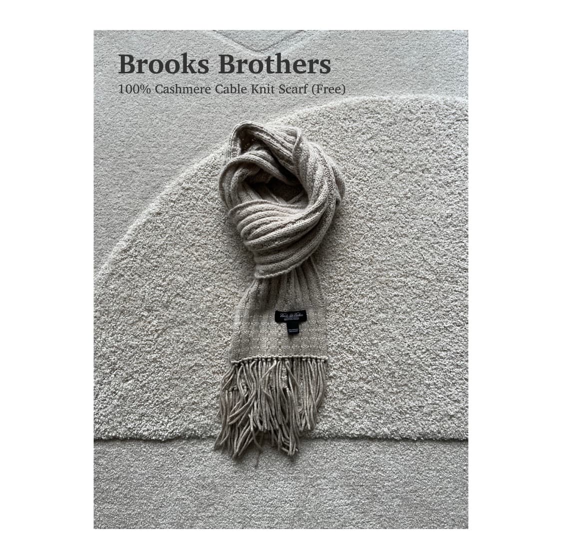 브룩스 브라더스 100% 캐시미어 케이블 니트 머플러  상품이미지1