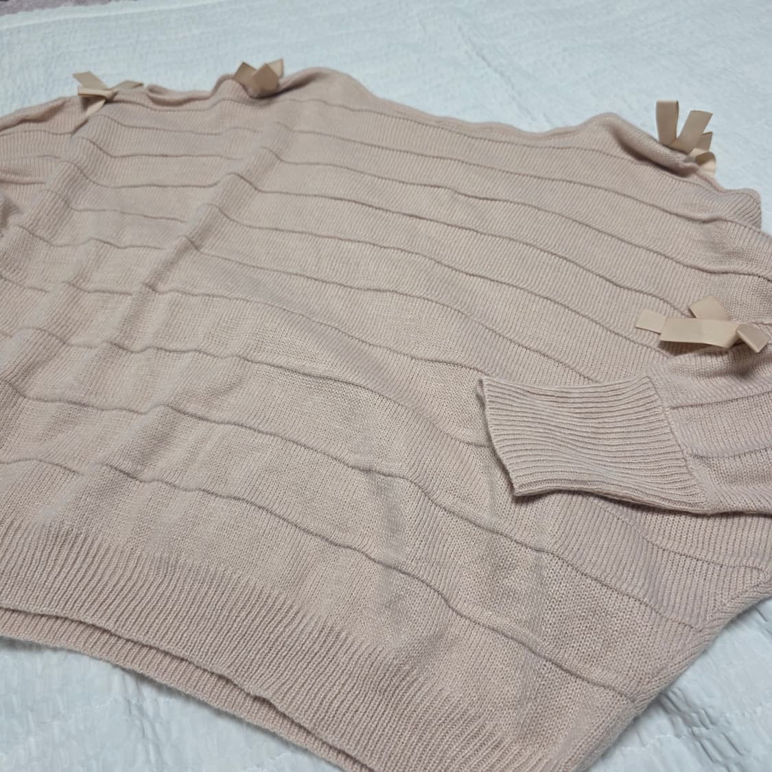 SHEIN)빈티지 핑크리본st 히메갸루 발레코어 가오리핏 긴팔니트 상품이미지7