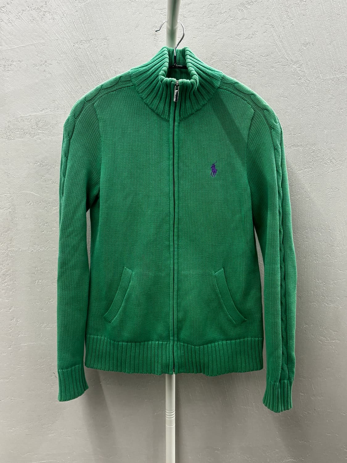 폴로 랄프로렌 케이블 니트 집업 그린 S 상품이미지2