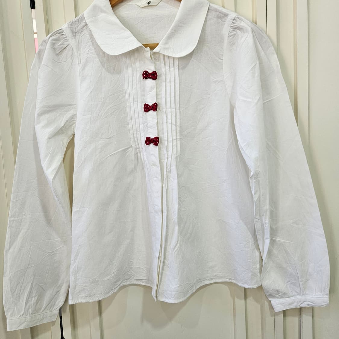 화이트 핀턱 리본 블라우스 상품이미지3