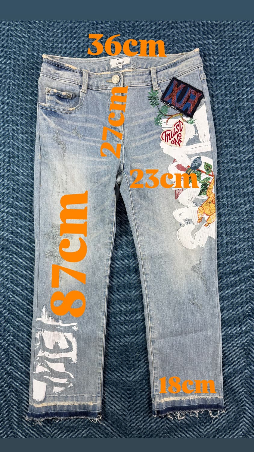 [오브제 OBZEE] 아카이브 라인 자수 & 핸드 페인팅 데님 팬츠 상품이미지4