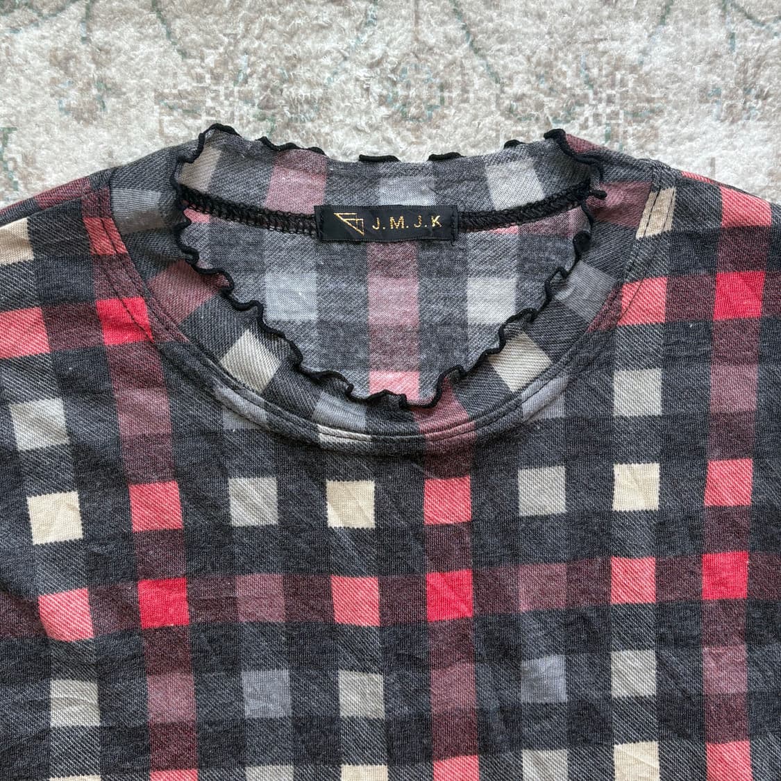 Plaid Lettuce Trim Top 상품이미지3