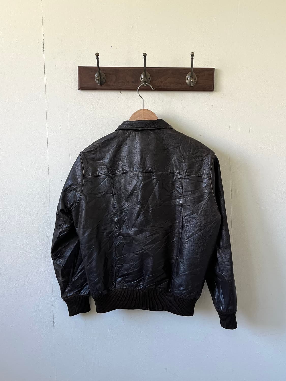 90‘s THREE MEN 브라운 레더자켓 상품이미지3