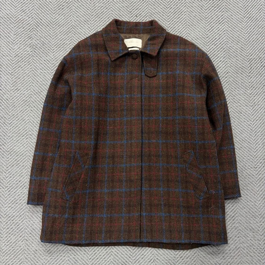 해리스트위드 원단 울 체크 코트 v2142 상품이미지1