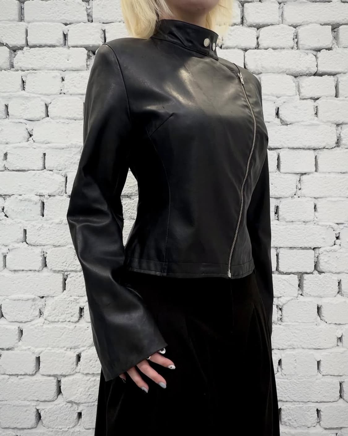 MORGAN Asymmetrical Zip Leather Jacket 상품이미지2