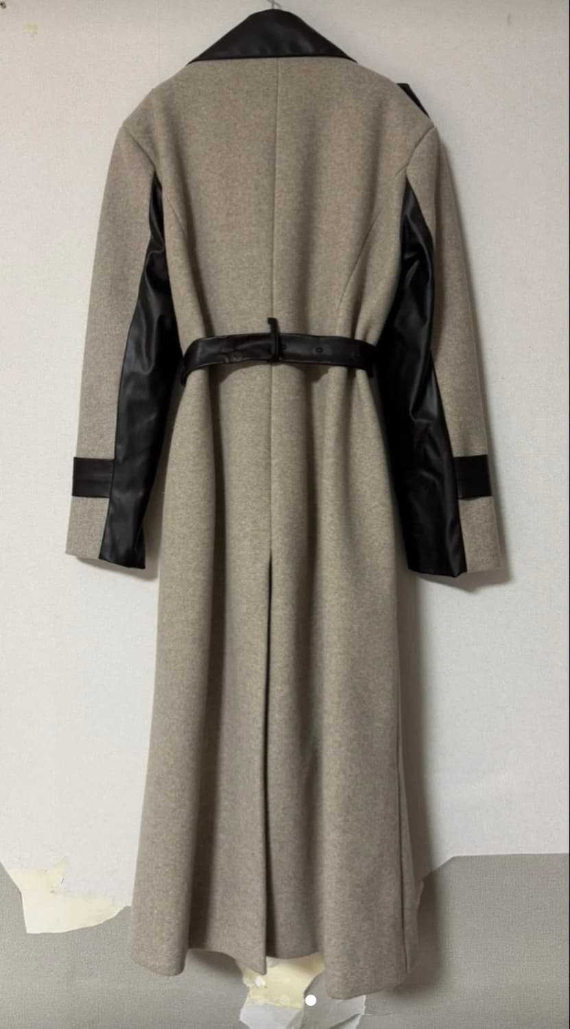 가죽 배색 롱코트 상품이미지3