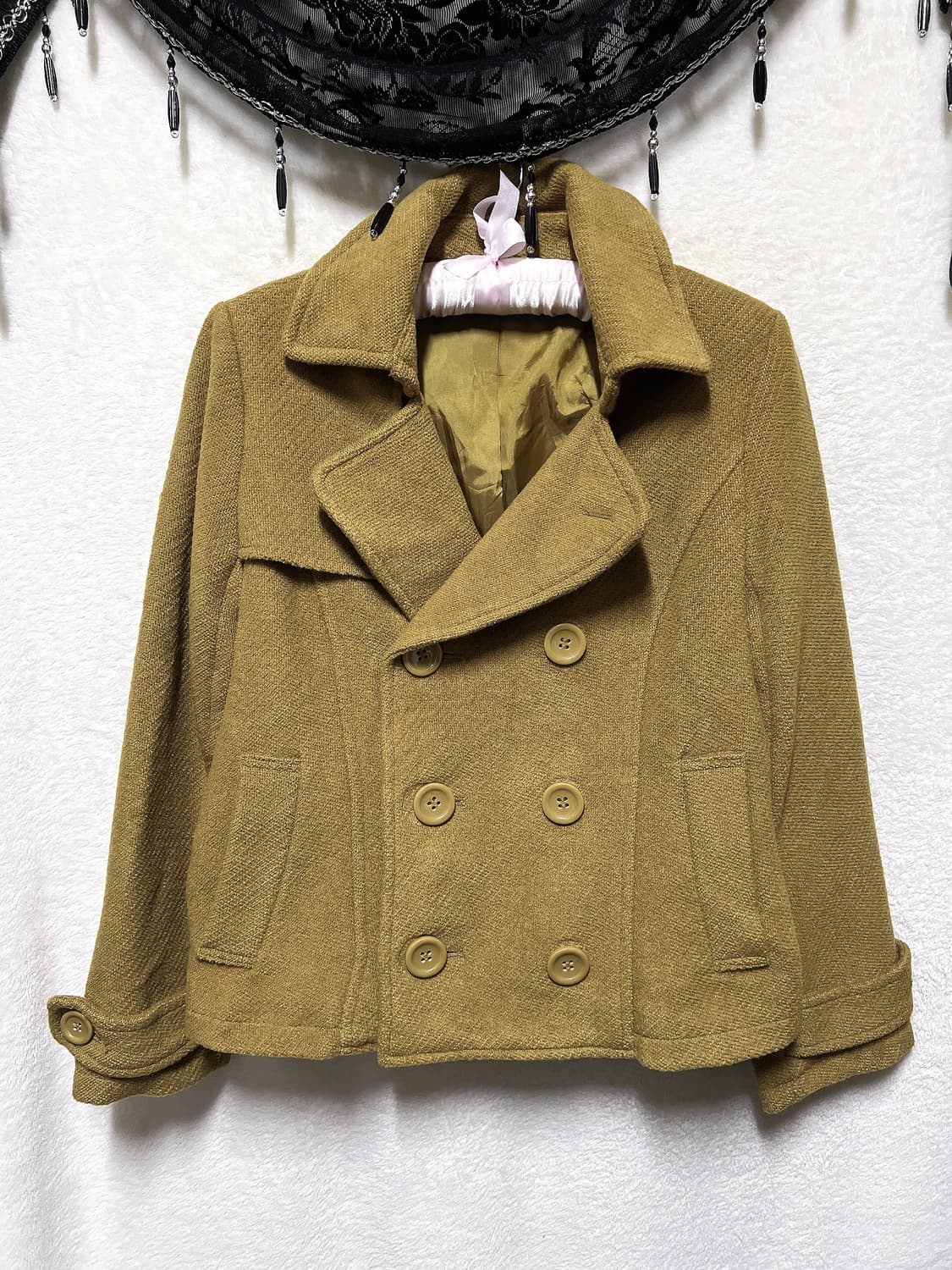 라떼갸루 로맨틱 로걀 올리브 브라운 더블버튼 울 숏코트 자켓 너드 핀터 상품이미지1