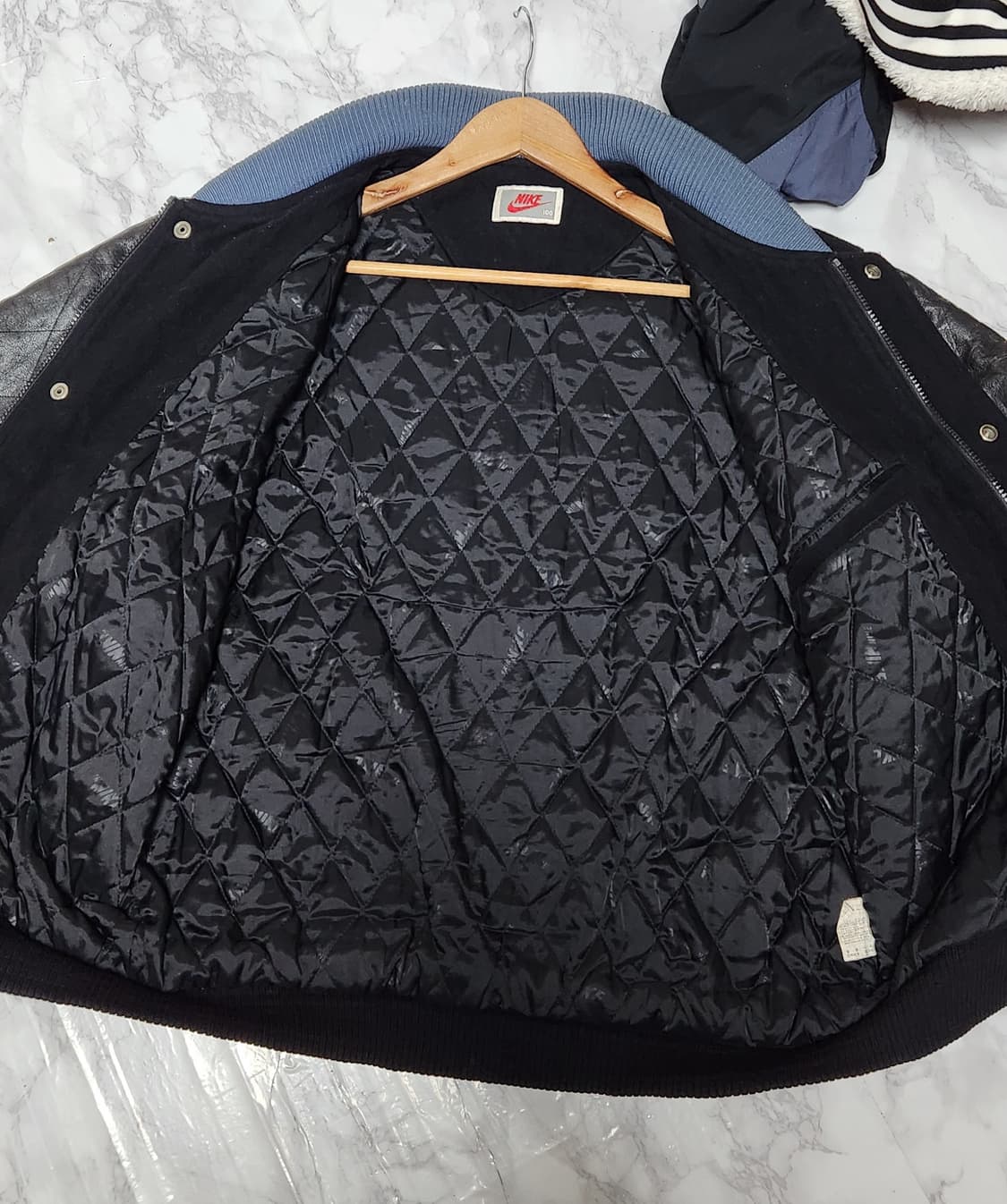 L 나이키 빅로고 90s 올드스쿨 바시티 가죽 자켓 상품이미지9