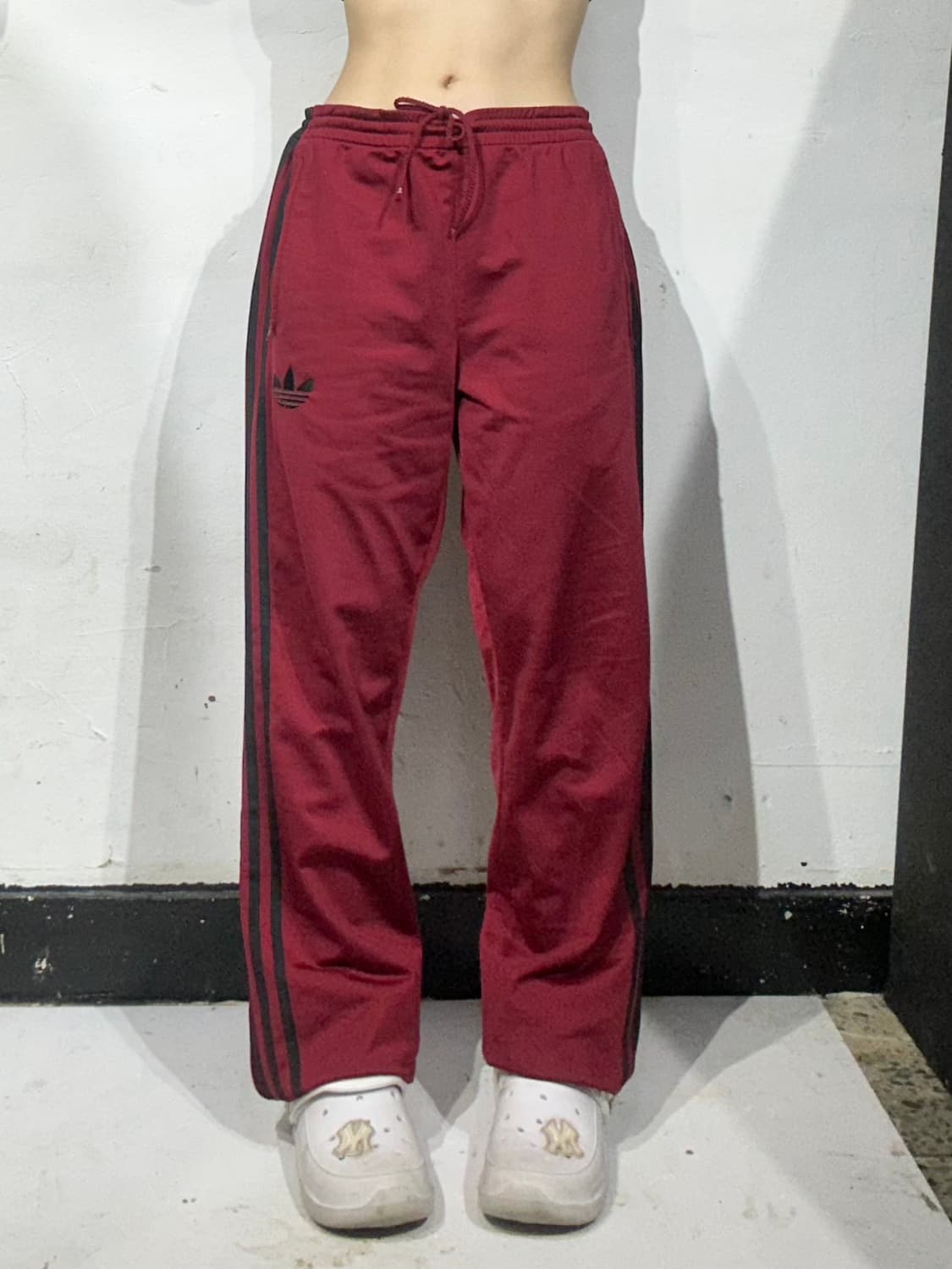 아디다스 버건디 블랙 삼선 추리닝 바지 와이드 파이어버드 팬츠 90 상품이미지2