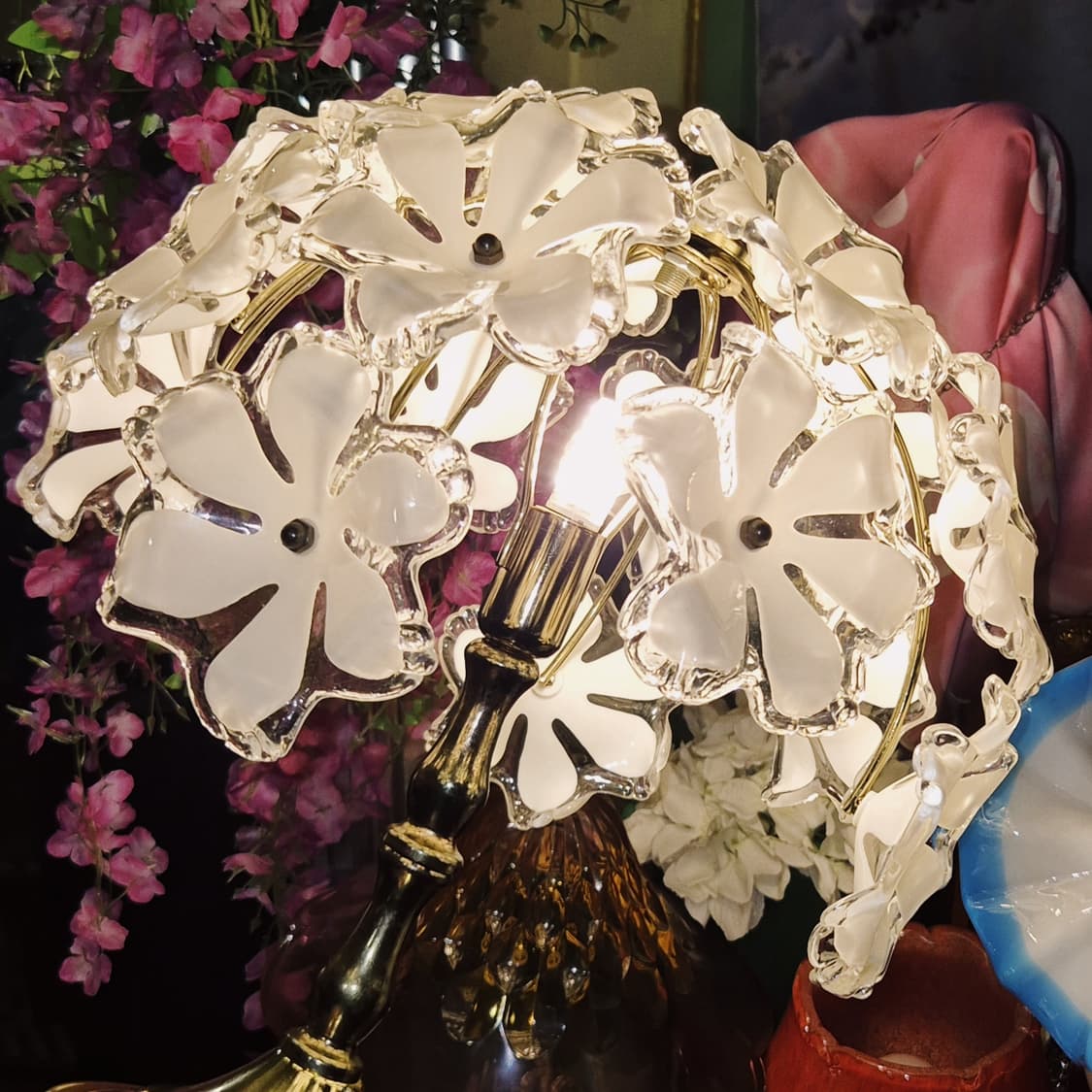 90s 키시마 화이트 부케 꽃잎 나무 램프 상품이미지10