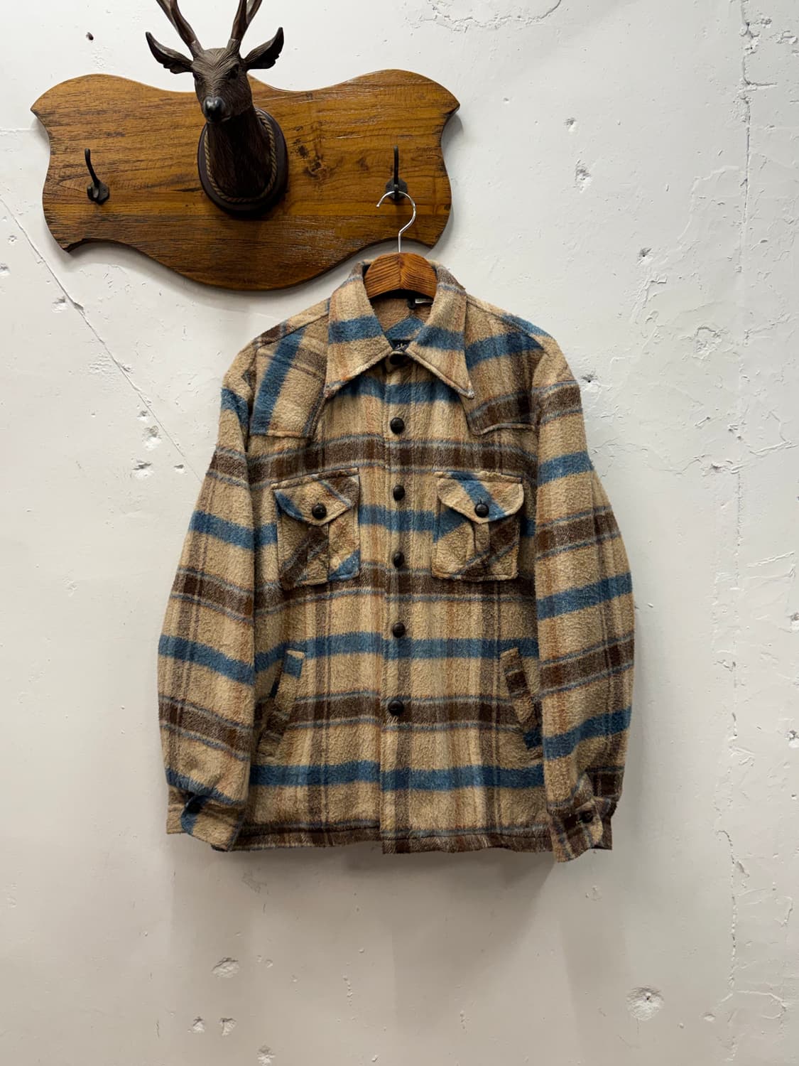 XL) 90s Sutton Place Check Wool Western  상품이미지2