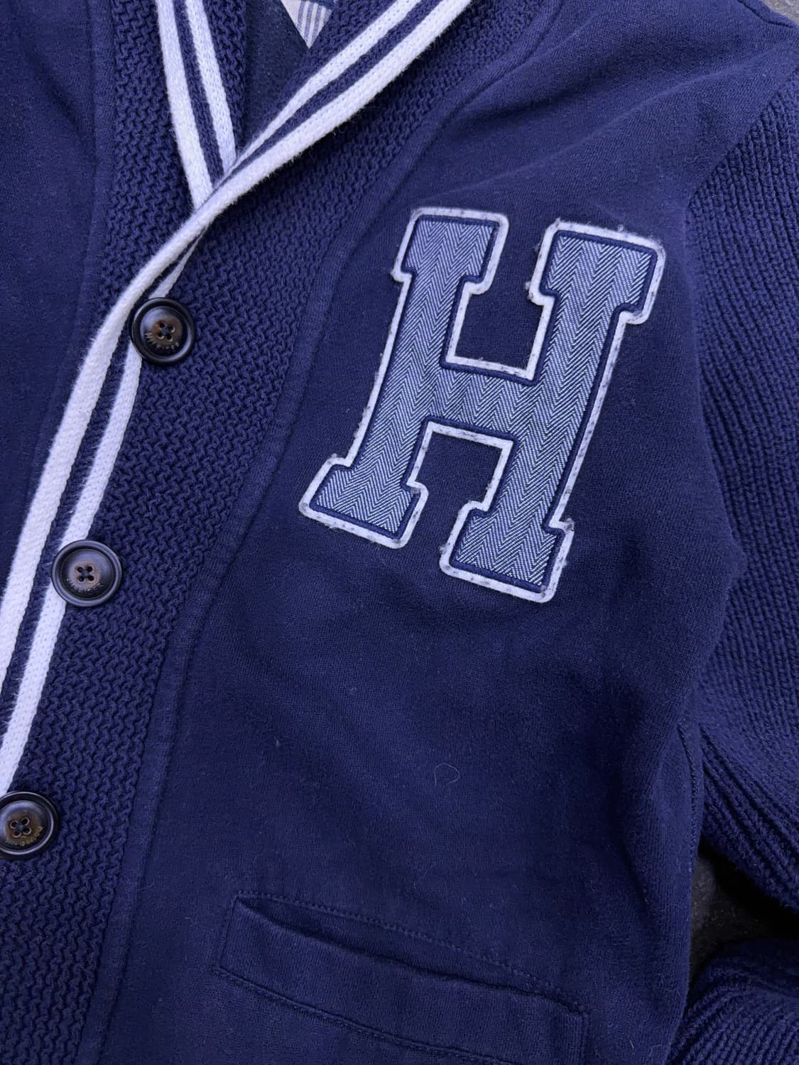 타미힐피거 H 로고 캐쥬얼 숄카라 가디건 네이비 M 상품이미지4