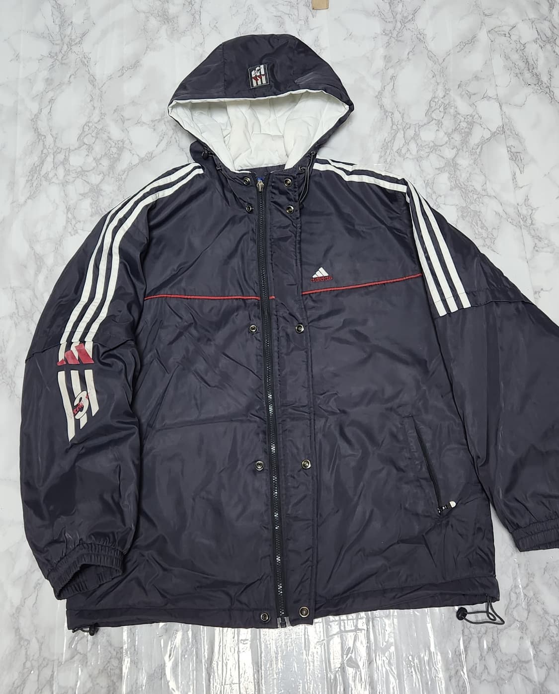 아디다스 삼선 차콜 후드 바람막이 점퍼 자켓 상품이미지1