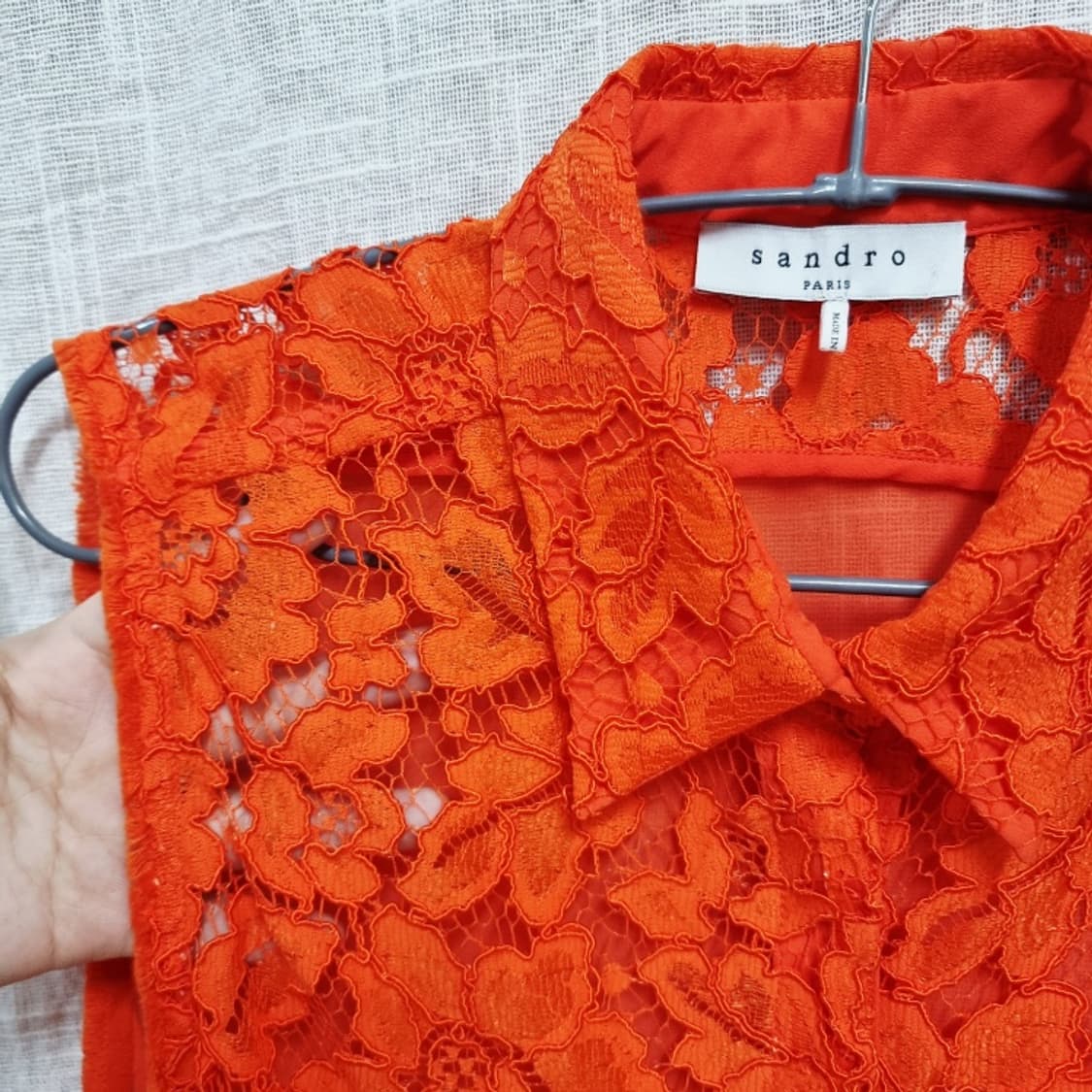 산드로 Sandro 레이스자수 슬리브리스 블라우스 (55) 상태최상 상품이미지2