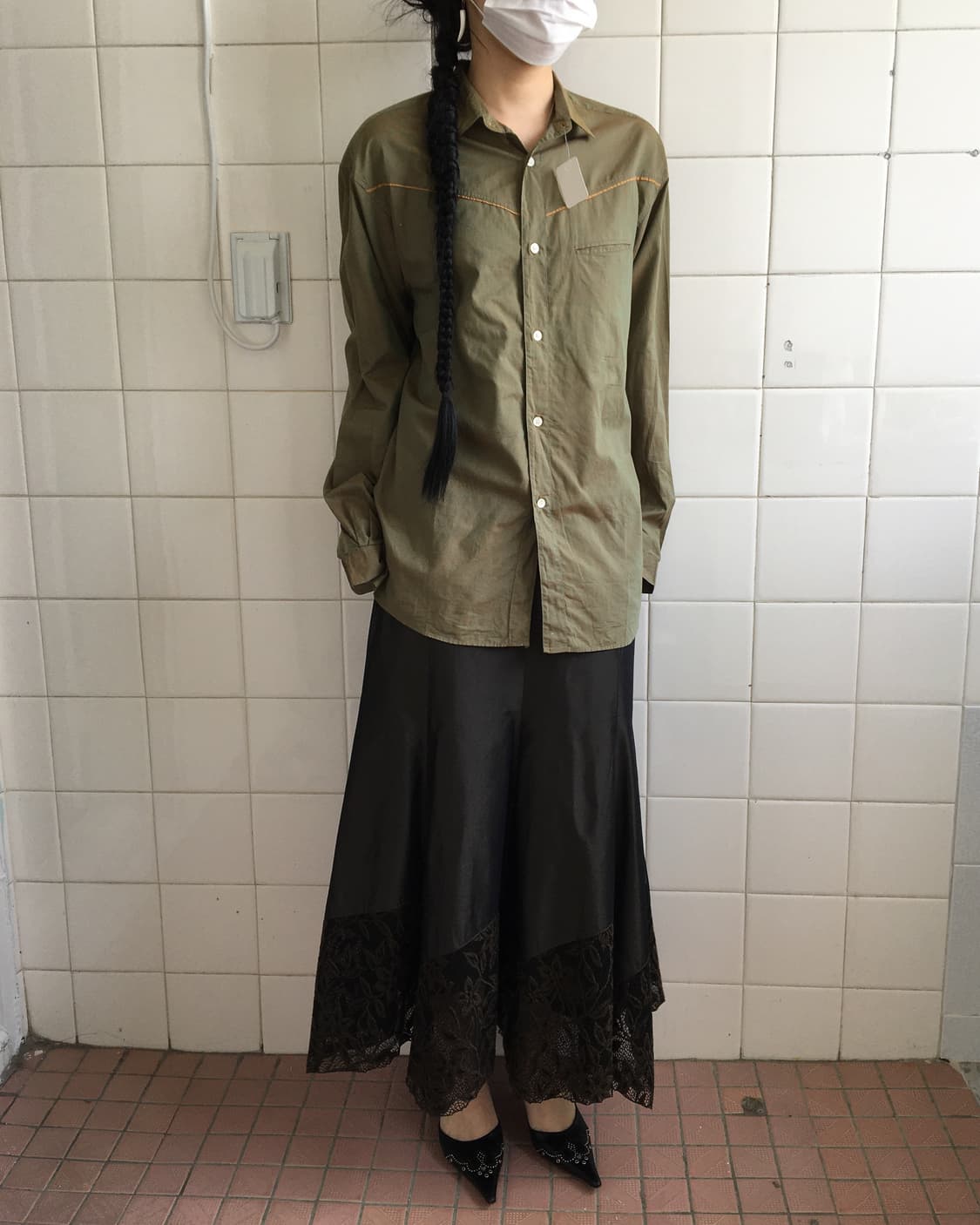Green glossy shirt 상품이미지6