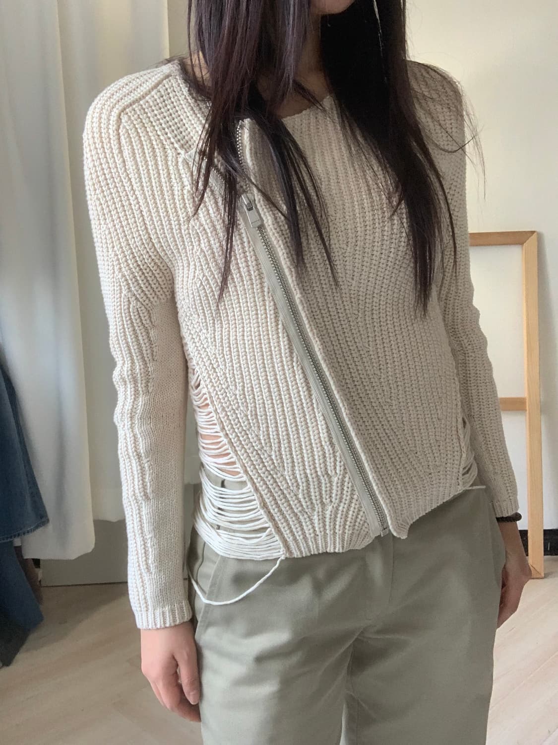 [maje] diagonal fringe side cardigan 상품이미지3