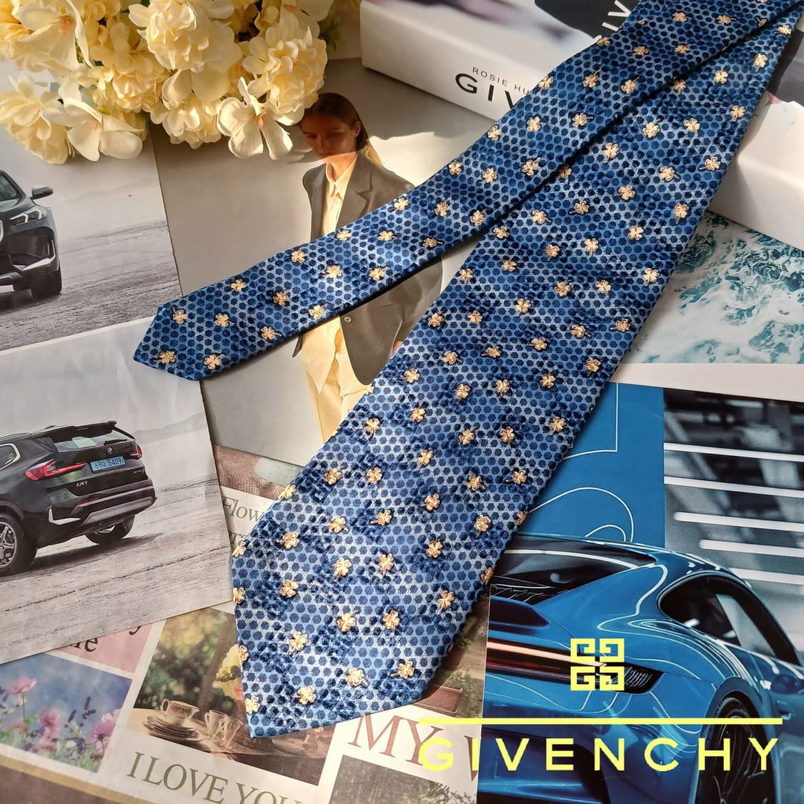 지방시 실크 네잎클로버&홀로그램 넥타이 9.6cm A+등급 A19209
 상품이미지1