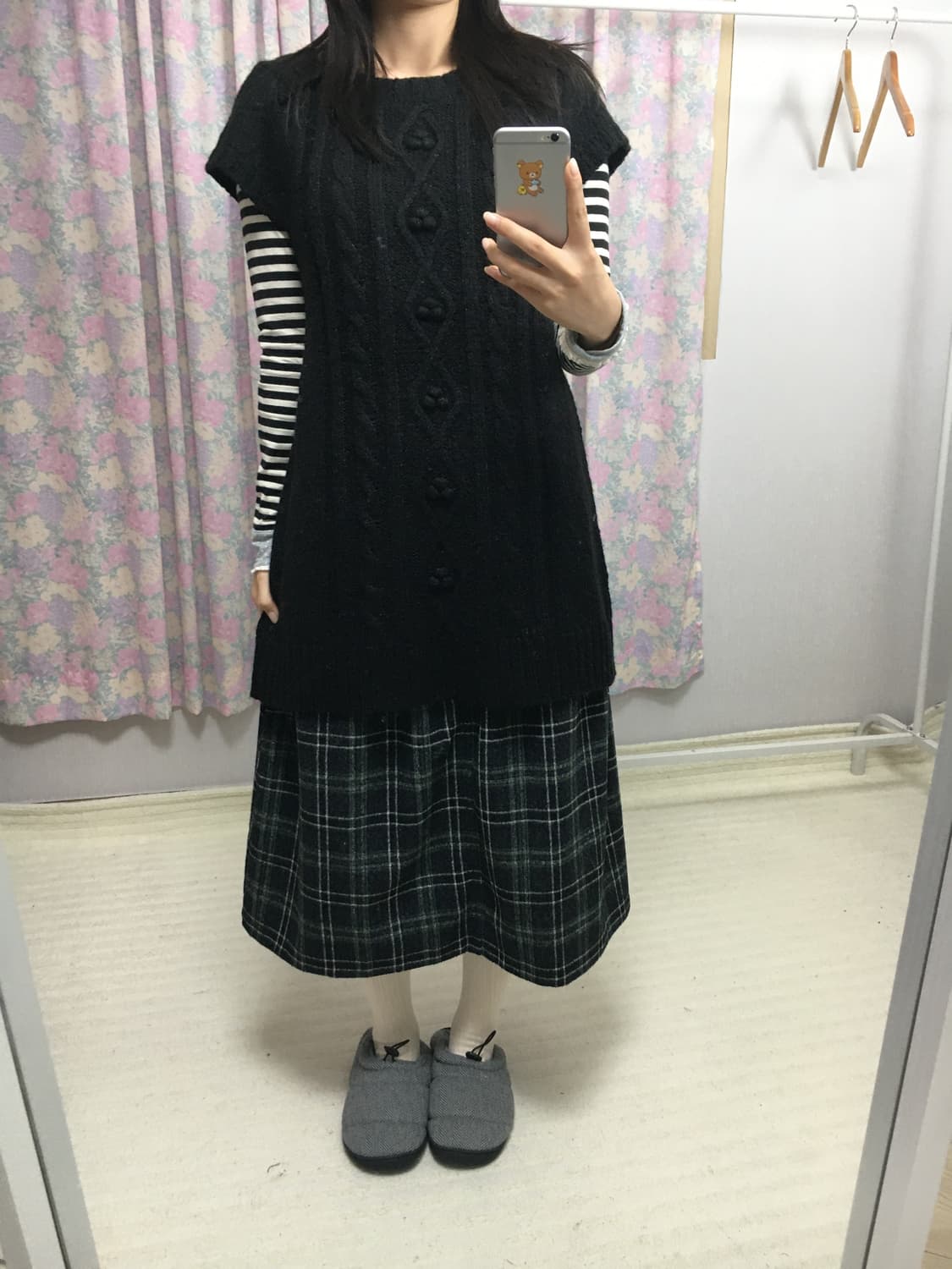 블랙 니트 반소매 원피스 상품이미지2