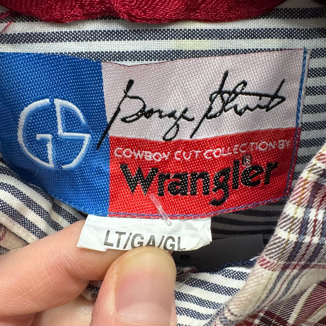 00s 랭글러 조지 스트레이트 체크 패턴 셔츠 전면 원포켓 포인트 레드 상품이미지6