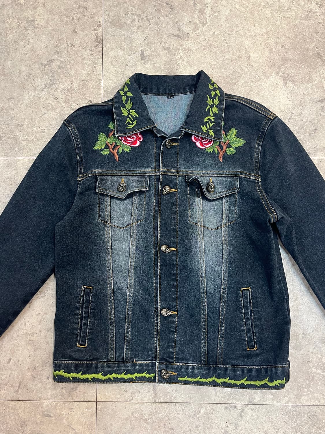 빈티지 플라워 자수 데님 자켓 XL #csz3170 상품이미지5