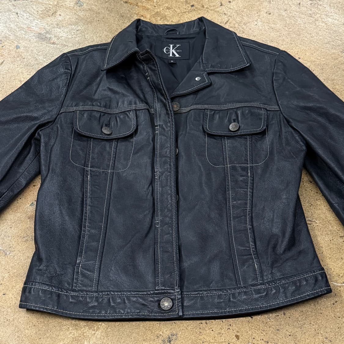 [정품/M] 캘빈클라인 블랙 가죽 자켓 b10 상품이미지3