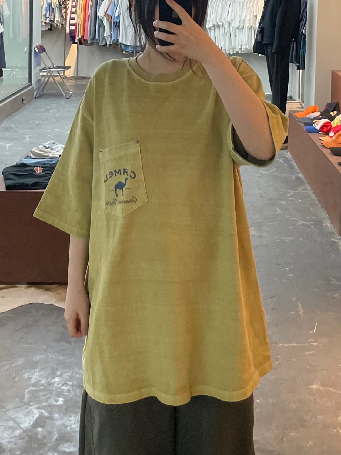 하이파이브 빈티지 카멜 피그먼트 프린팅 반팔 H2875 상품이미지1