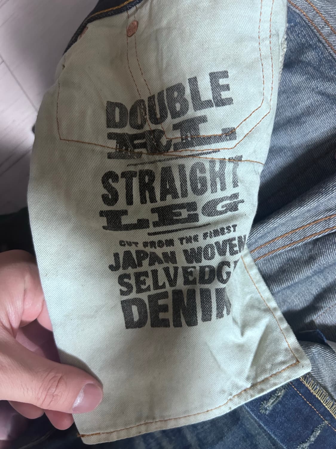 RRL 스트레이트 핏 홀리 워싱 데님 진 33x32 상품이미지4