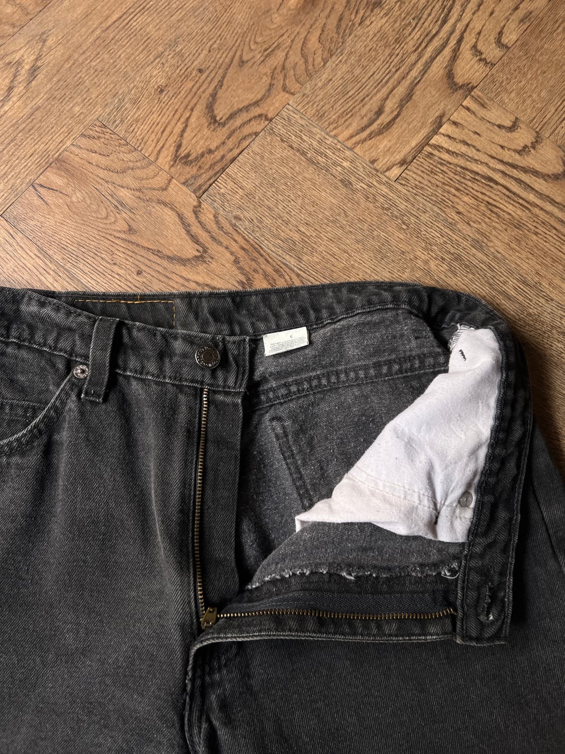 [32]90's 리바이스 USA 오랜지탭 550 흑청 데님 팬츠 상품이미지2