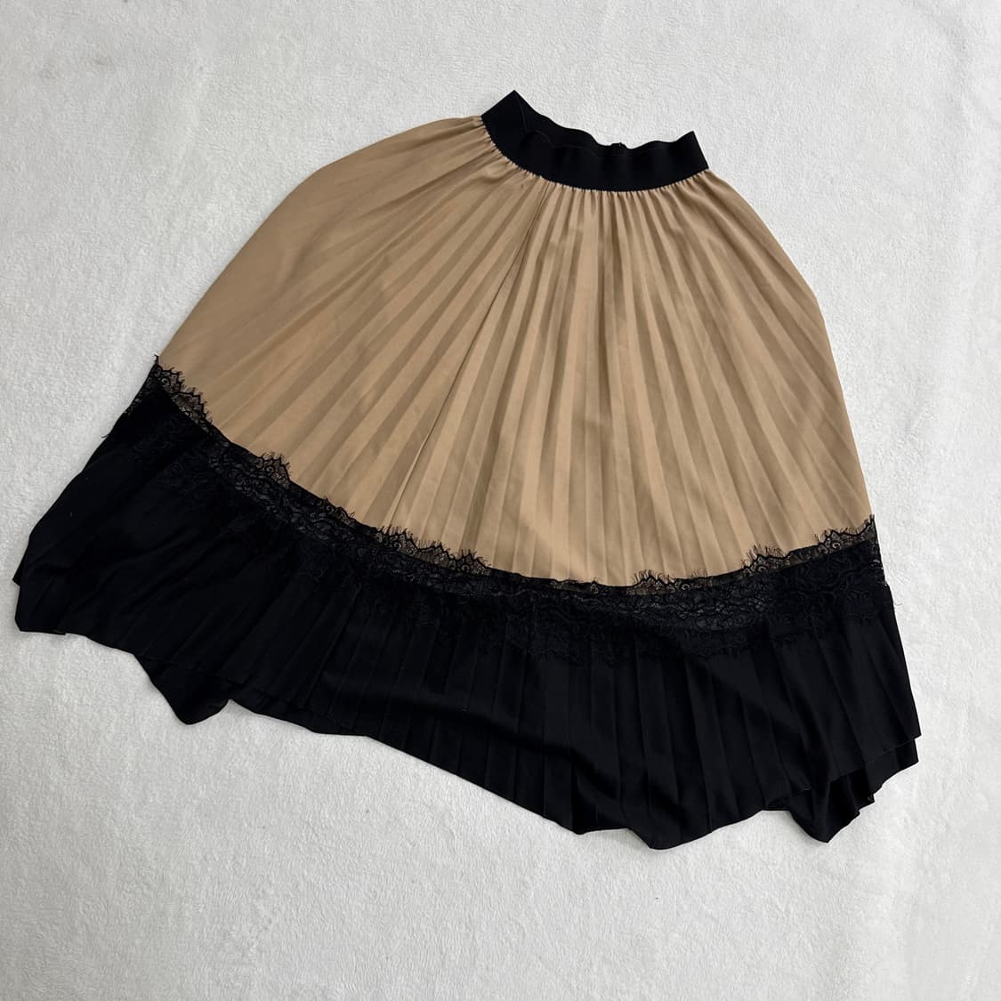 F 빈티지 배색 레이스 롱 스커트 0330T 상품이미지2