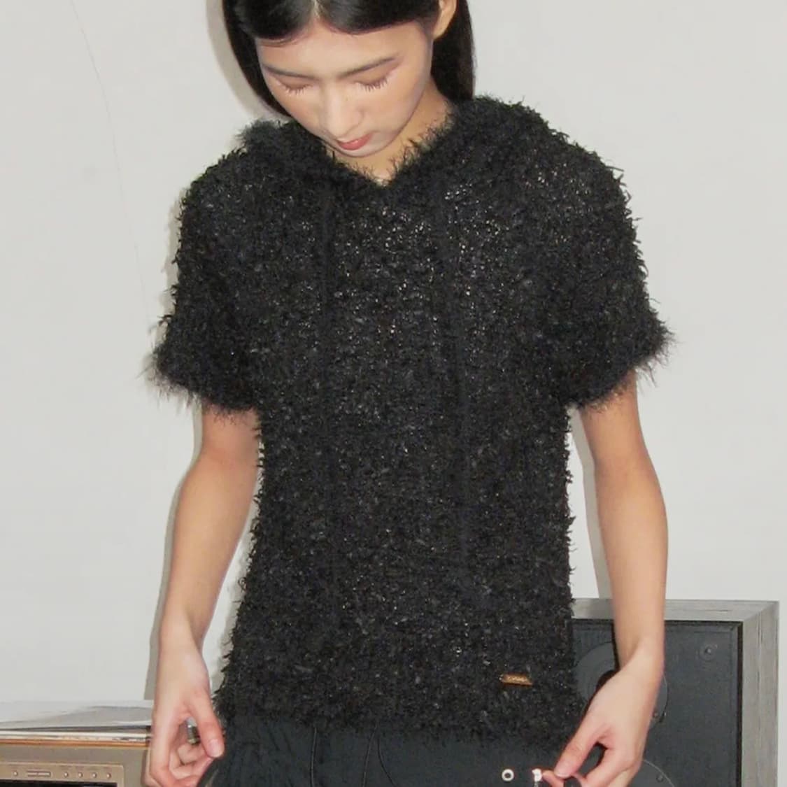 반소매 후드 타입서비스 Fuzzy Knitted Hoodie 상품이미지1