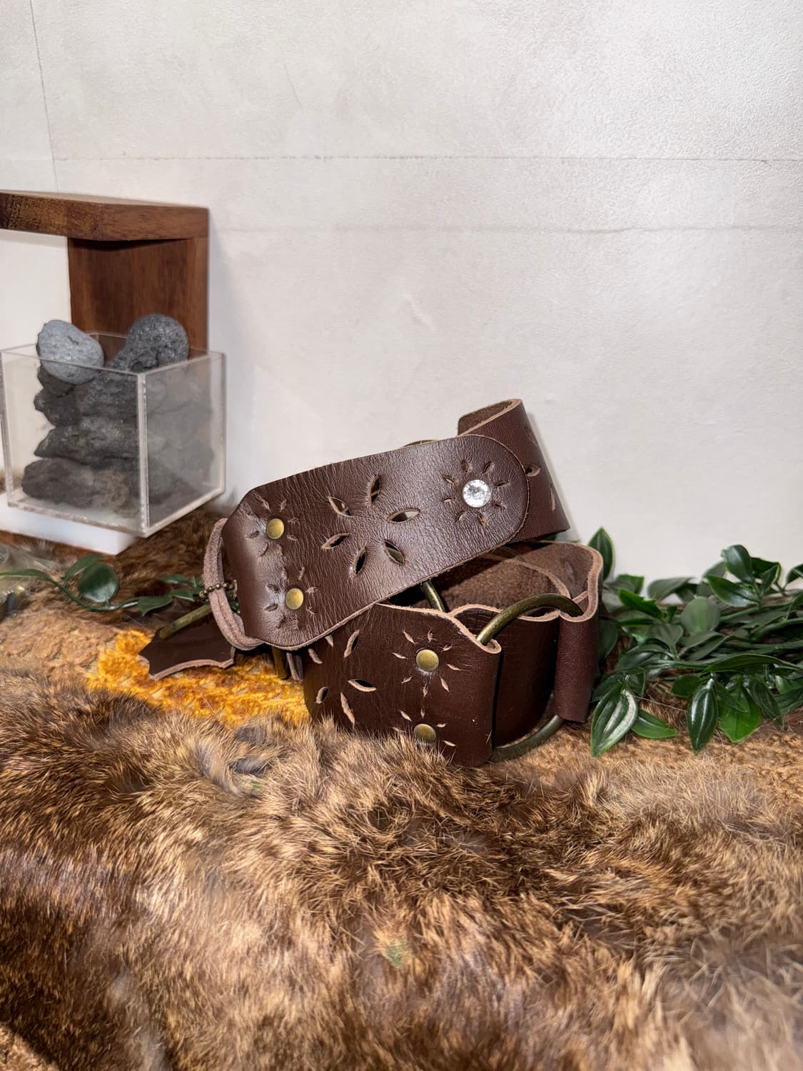 Brown bohemian flower cubic ring belt 상품이미지2