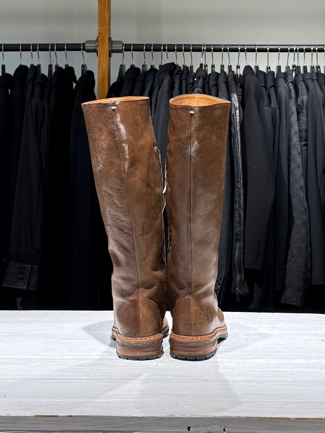 메종 마틴 마르지엘라 브라운 레더 롱 부츠 상품이미지5