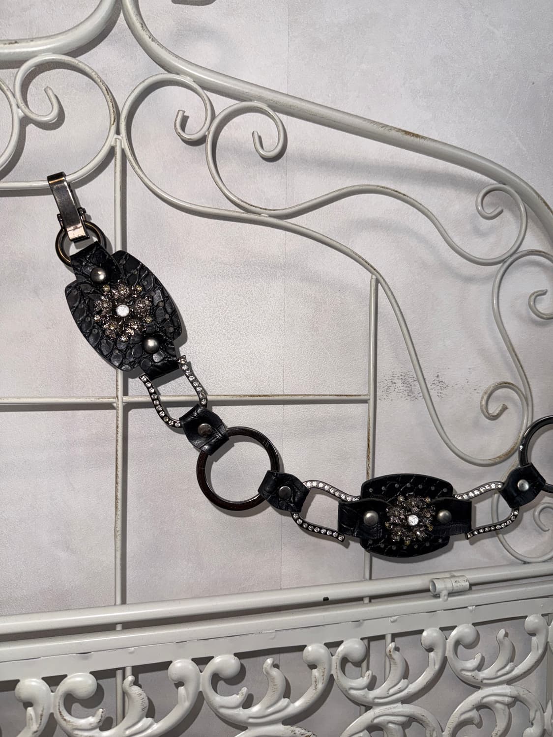 Black oriental floral cubic chain belt 상품이미지2