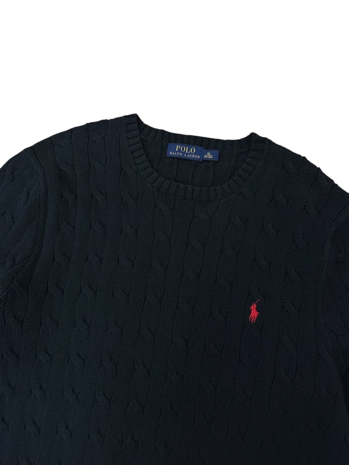 폴로 케이블 꽈배기 니트 블랙 (XL) 상품이미지2