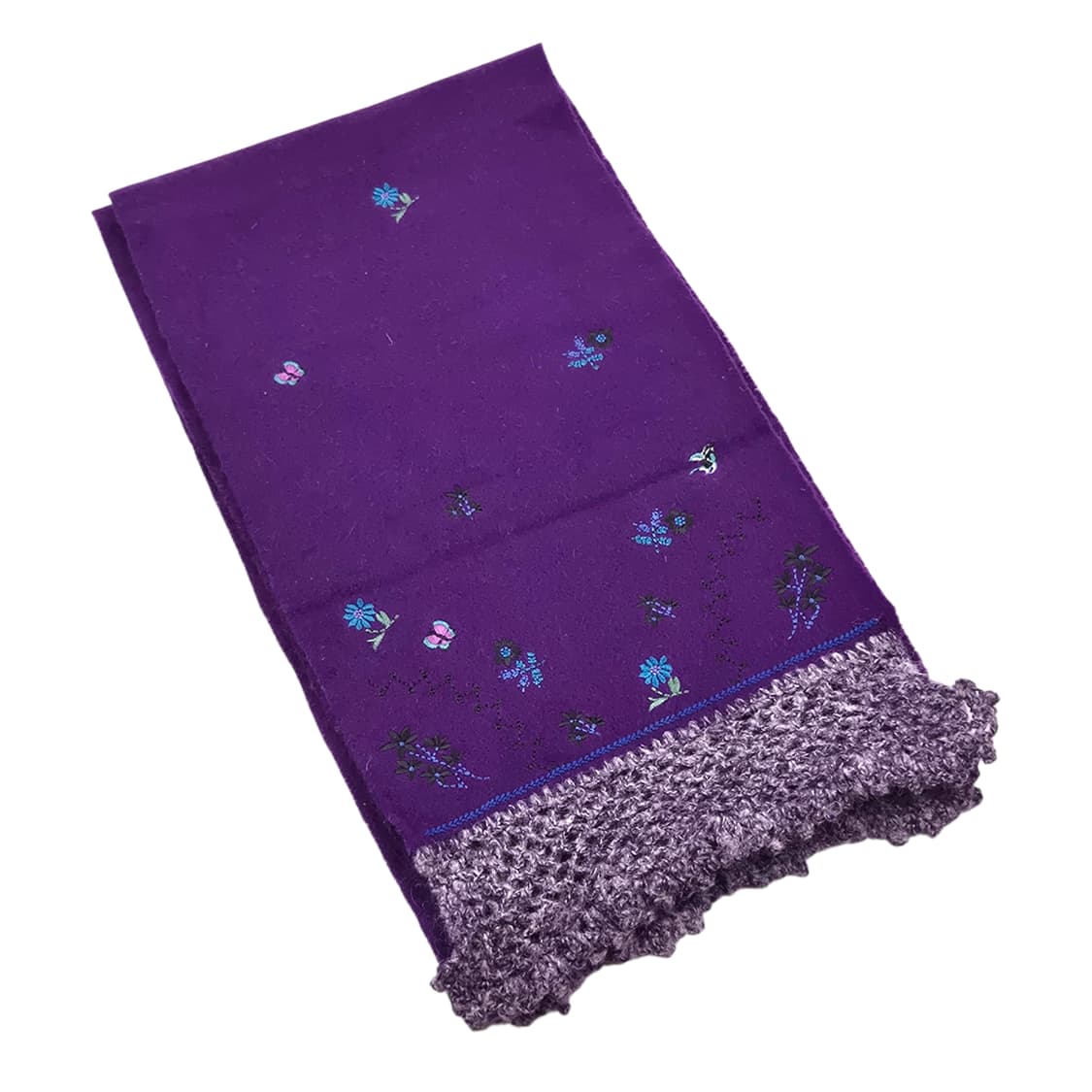 06s 안나수이 울 100% 퍼플 레이스 자수 머플러 상품이미지1