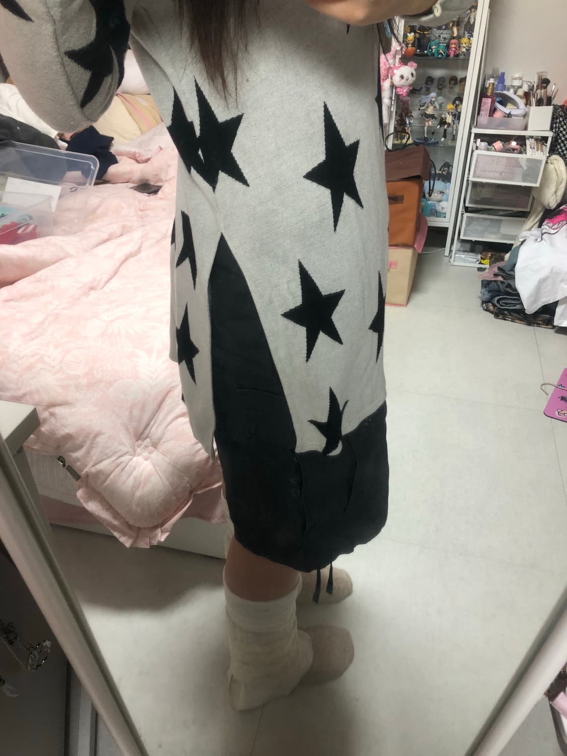 빈티지 별 패턴 트임 롱 니트 상품이미지2