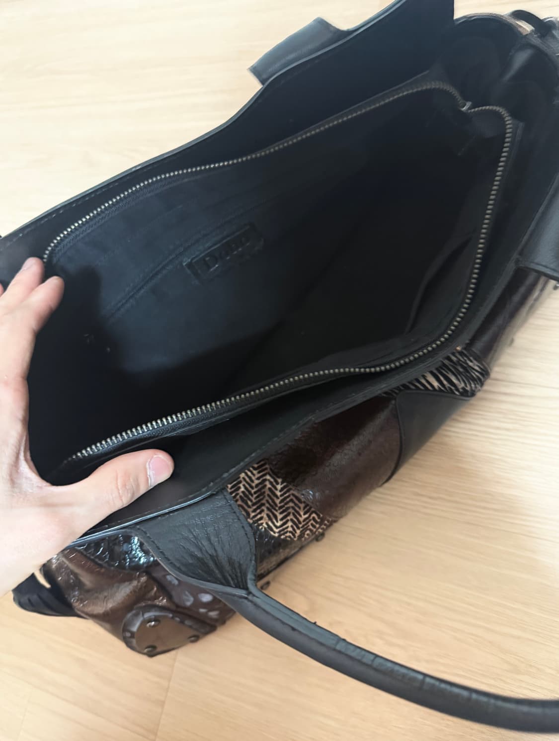 오리엔탈 y2k 일본 빈티지 블랙 레더 숄더백  토트백 상품이미지6