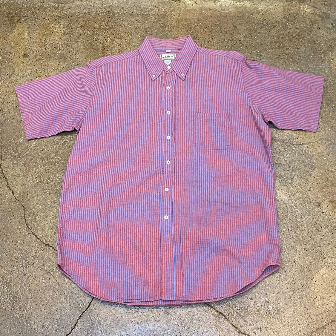 미국 빈티지 엘엘빈 스트라이프 시어서커 원단 반팔셔츠 스트라이프 상품이미지2