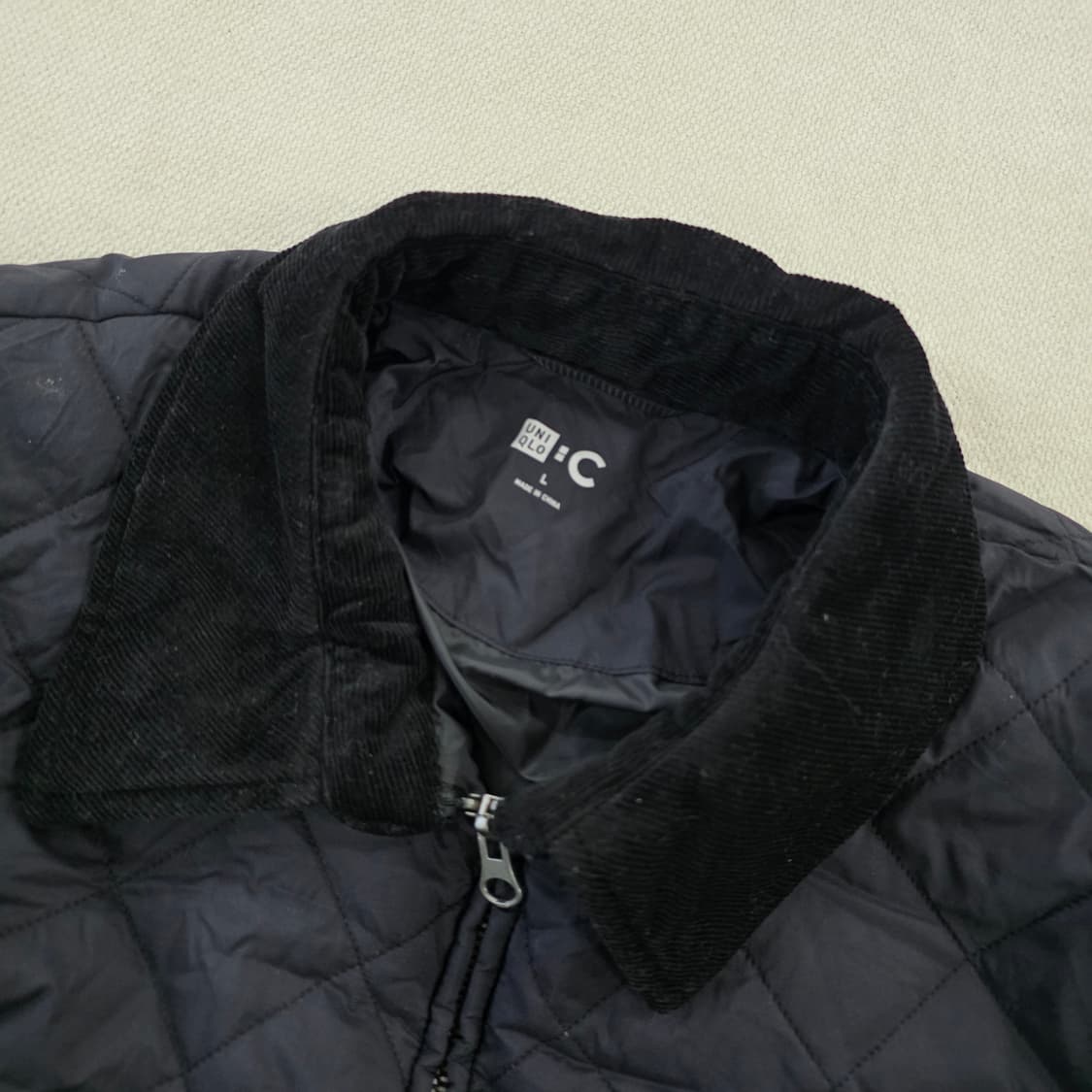 [L] 유니클로 카라 퀄팅 고듀로이 점퍼 0210J 상품이미지2